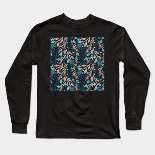 Seamless Leaves Flowers Pattern Long Sleeve T-Shirt